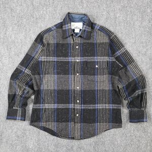 Free Nature 100% Cotton Nepped Flannel Shirt Black Blue M Heritage